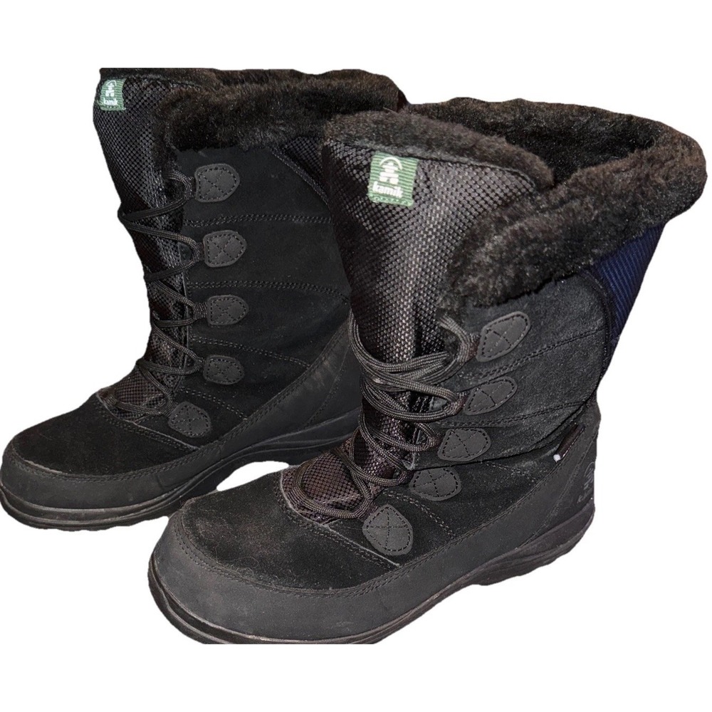 Kamik Icelyns Winter Boots Waterproof  Suede Faux Fur Black Lace Up Women's 7